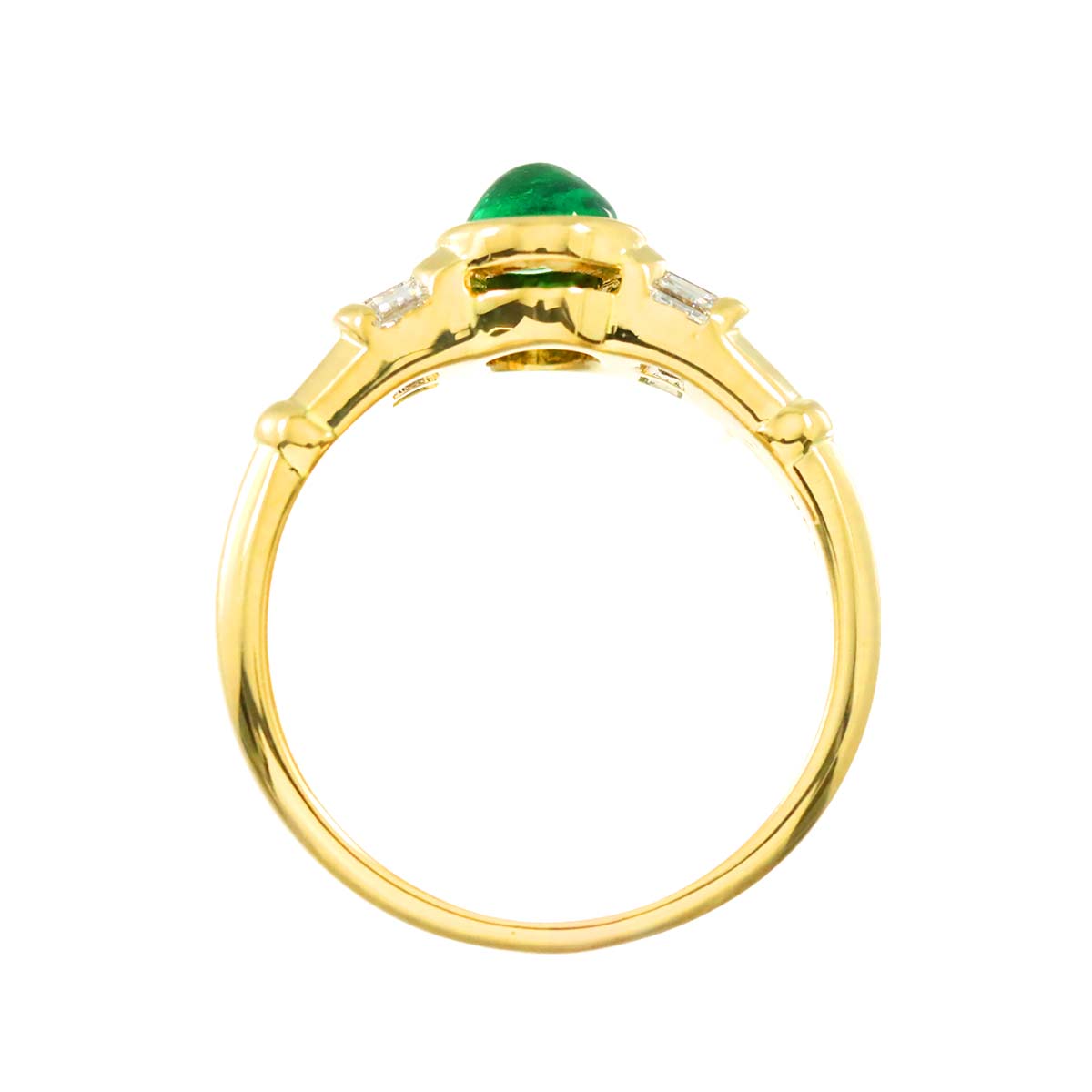 Emerald 0.65ct Diamond 0.30ct Ring 18K YG 750 Size6-6.25(US)