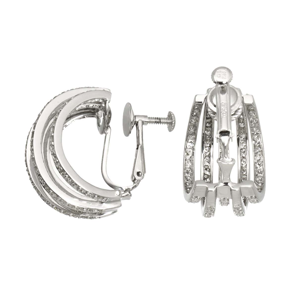 Diamond 1.44/1.42ctct Earrings Clip on 14K 18K White Gold 585 750