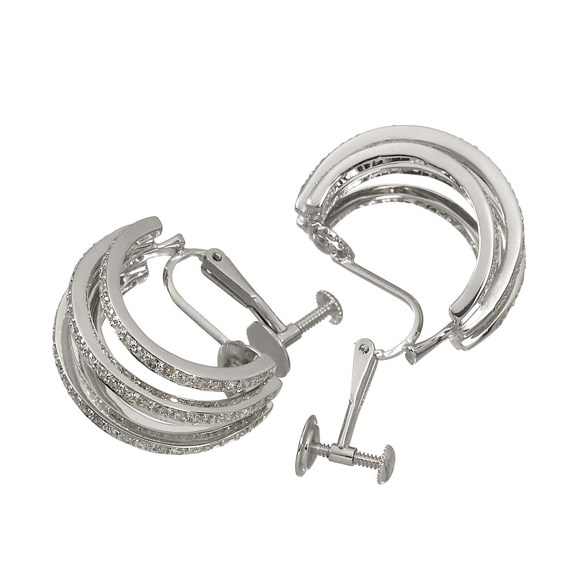 Diamond 1.44/1.42ctct Earrings Clip on 14K 18K White Gold 585 750