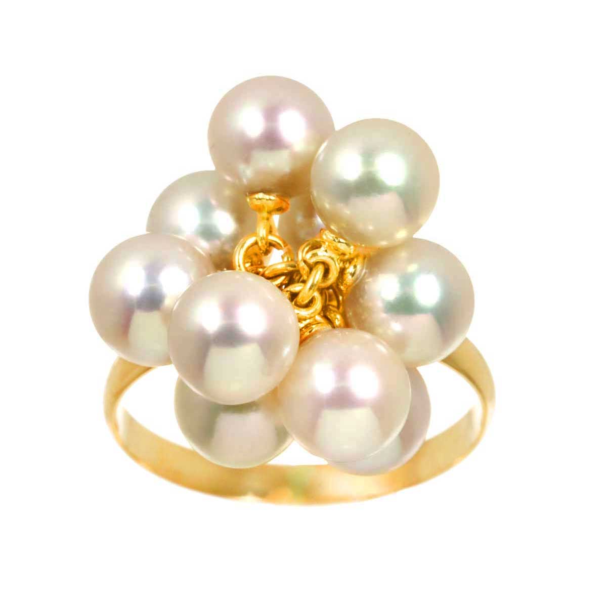 Akoya Pearl 6.1mm-5.9mm Ring 18K K18 YG 750 6.25-6.5(US)