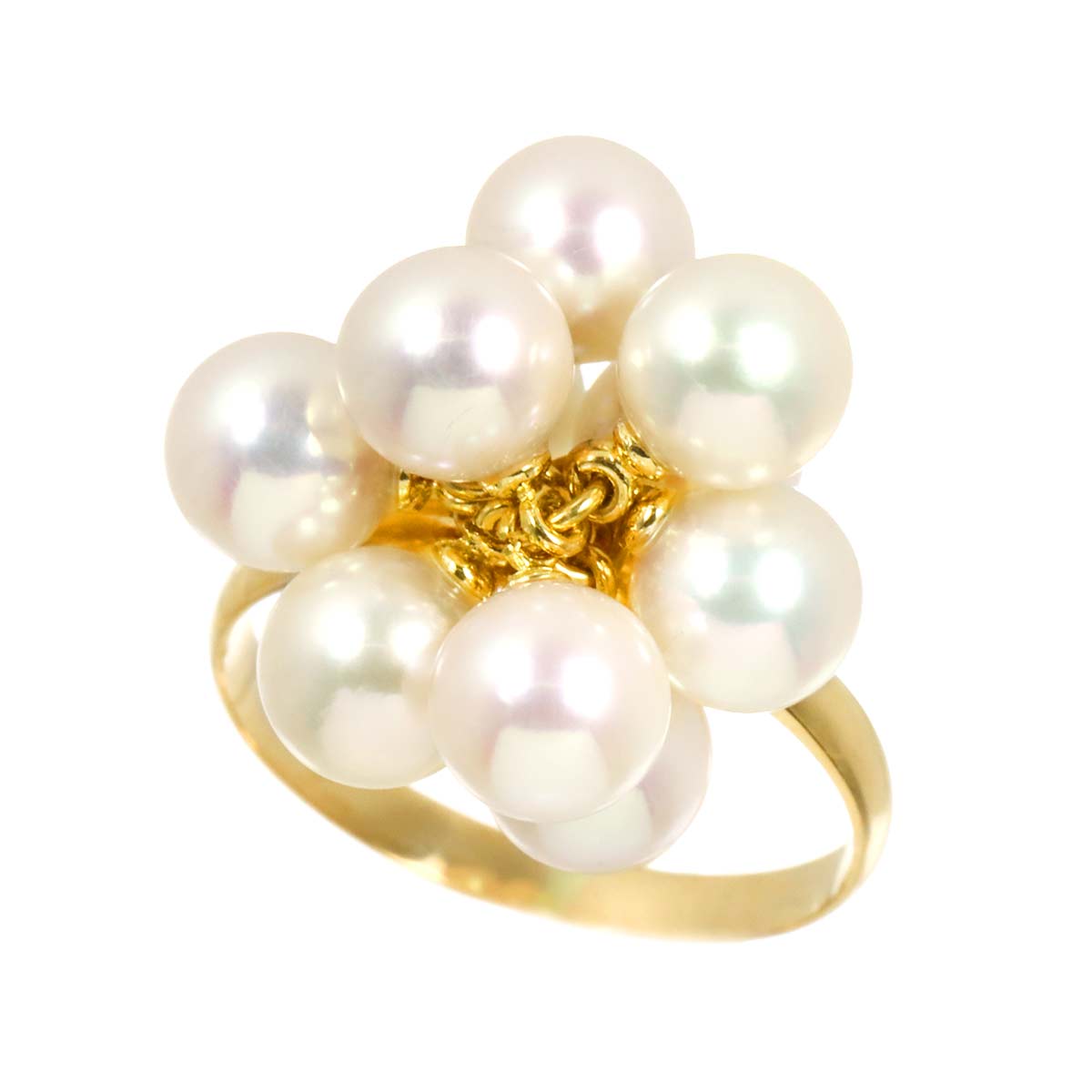 Akoya Pearl 6.1mm-5.9mm Ring 18K K18 YG 750 6.25-6.5(US)