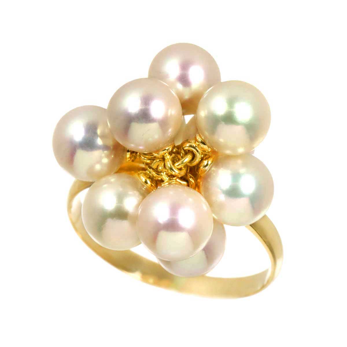 Akoya Pearl 6.1mm-5.9mm Ring 18K K18 YG 750 6.25-6.5(US)