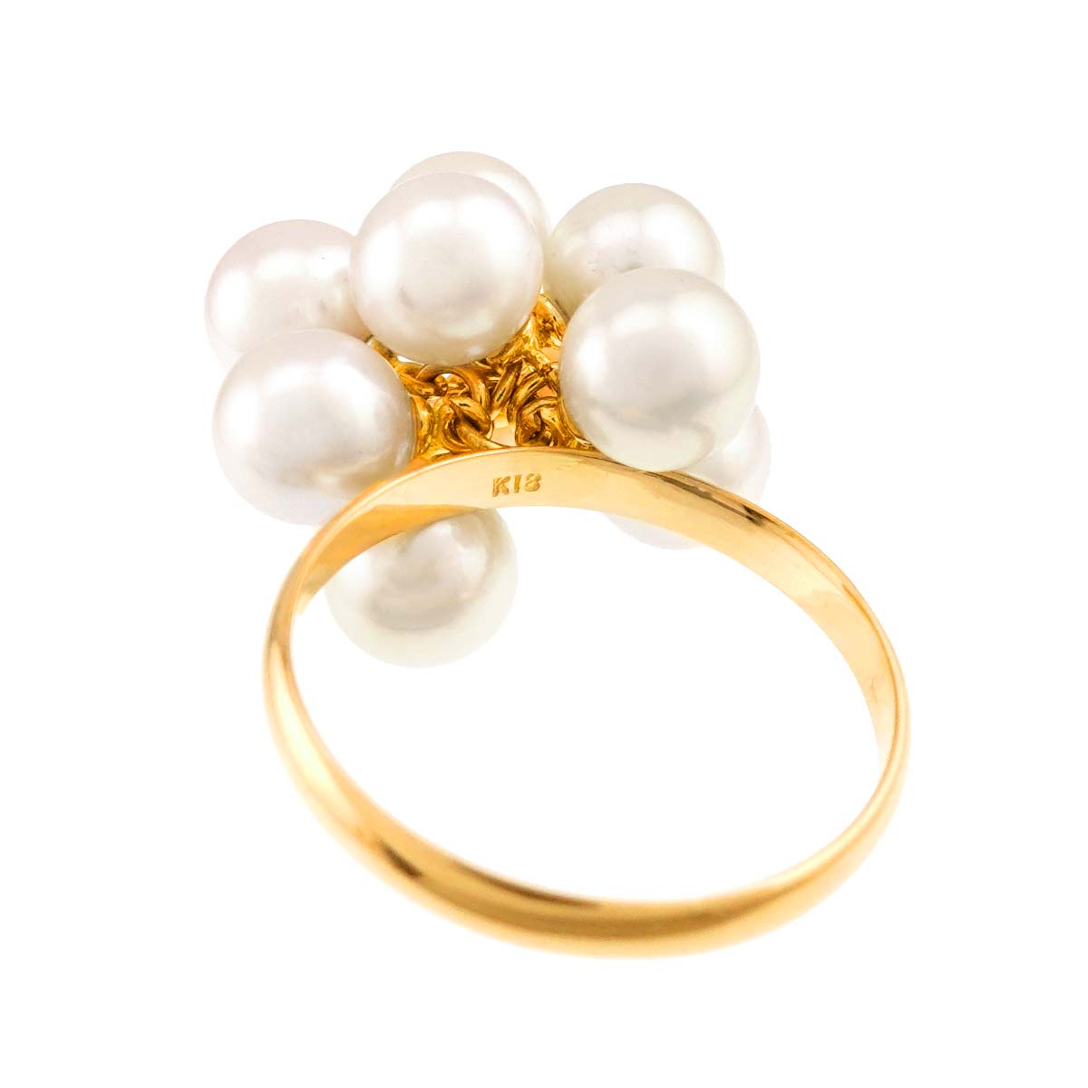 Akoya Pearl 6.1mm-5.9mm Ring 18K K18 YG 750 6.25-6.5(US)