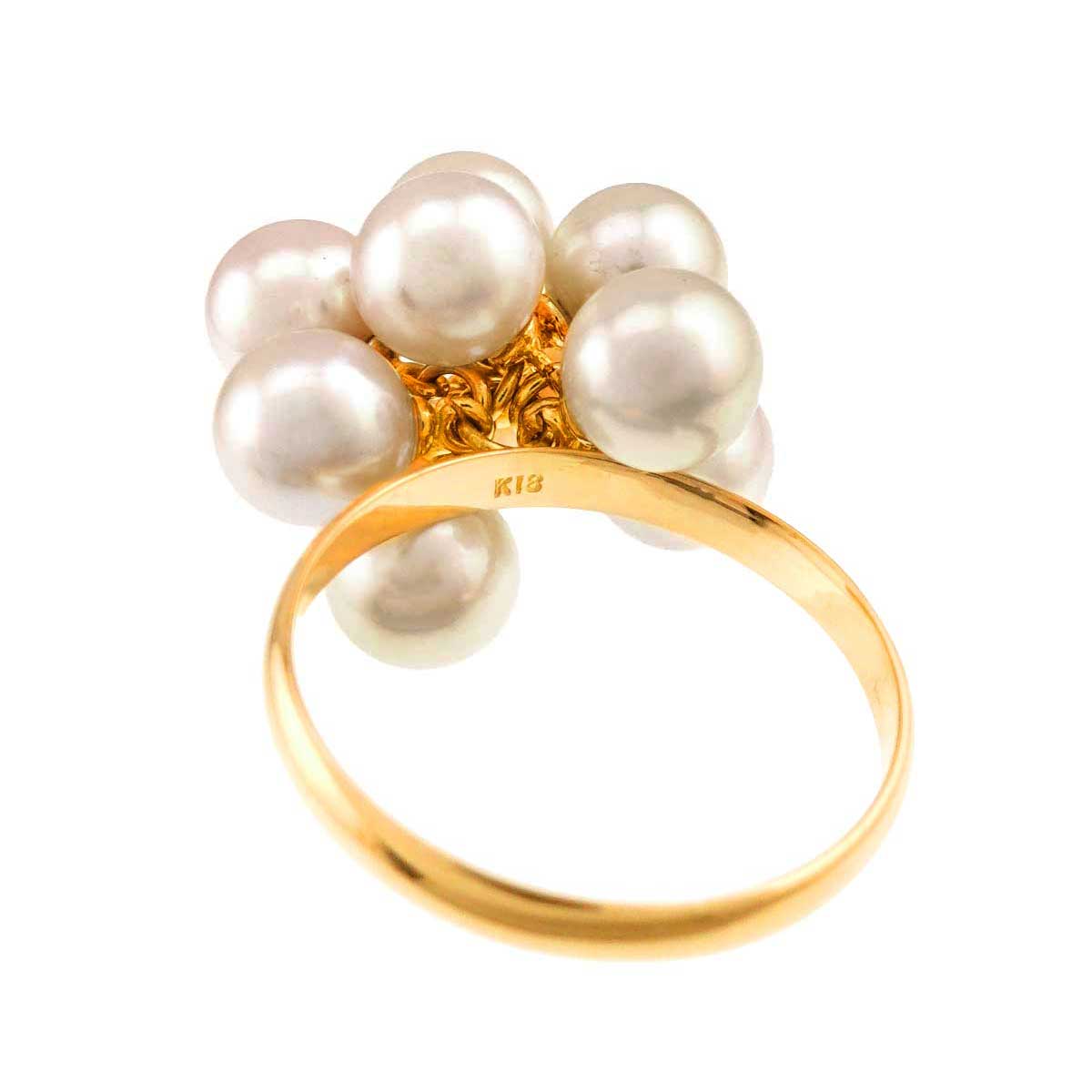 Akoya Pearl 6.1mm-5.9mm Ring 18K K18 YG 750 6.25-6.5(US)