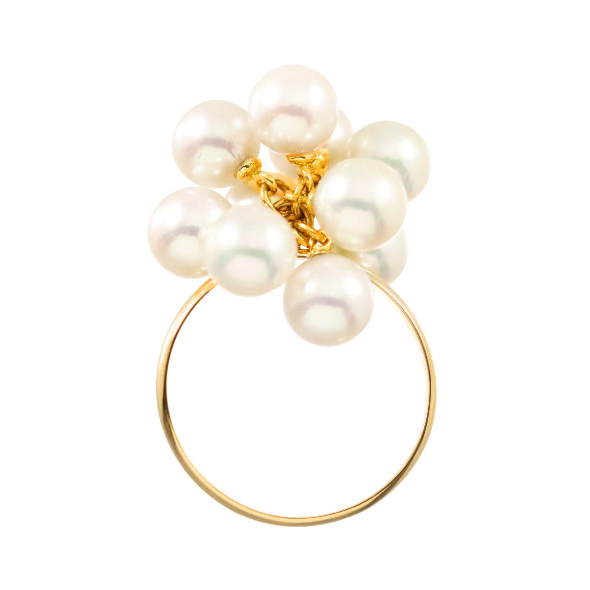 Akoya Pearl 6.1mm-5.9mm Ring 18K K18 YG 750 6.25-6.5(US)