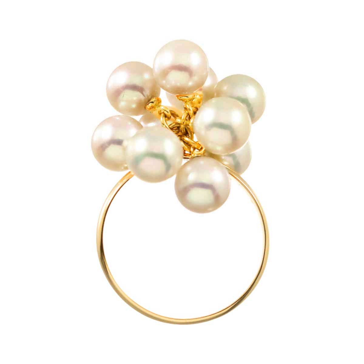 Akoya Pearl 6.1mm-5.9mm Ring 18K K18 YG 750 6.25-6.5(US)