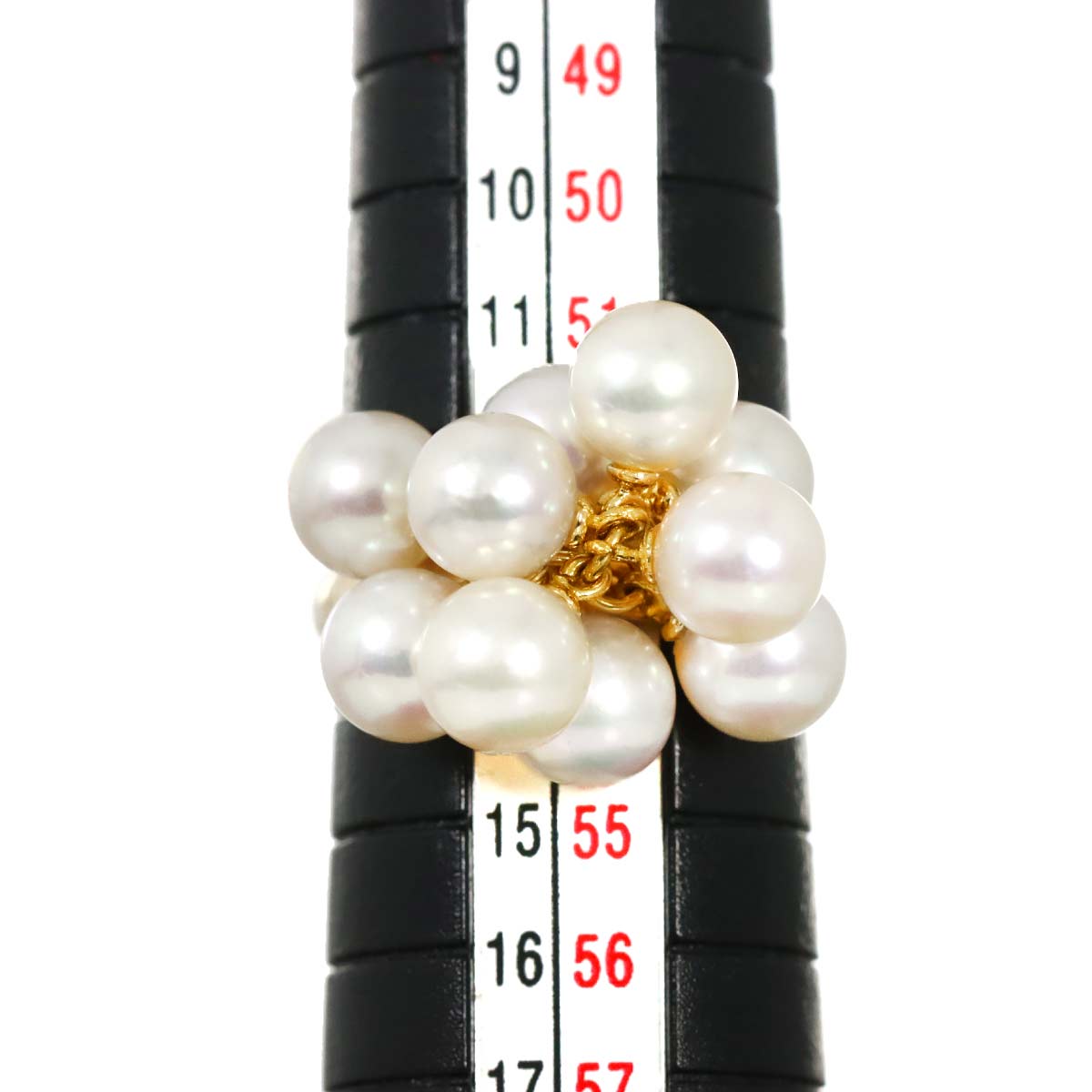 Akoya Pearl 6.1mm-5.9mm Ring 18K K18 YG 750 6.25-6.5(US)