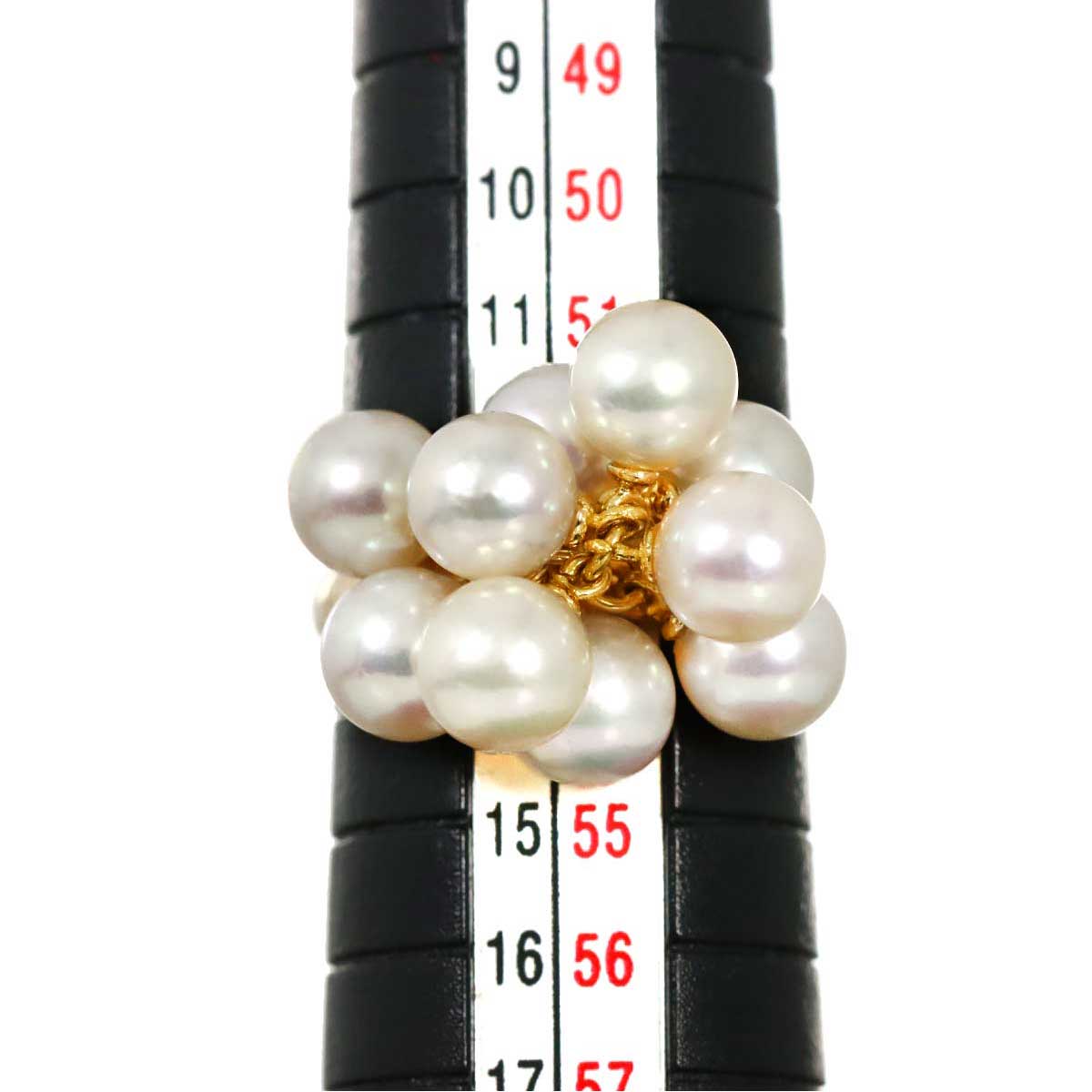 Akoya Pearl 6.1mm-5.9mm Ring 18K K18 YG 750 6.25-6.5(US)