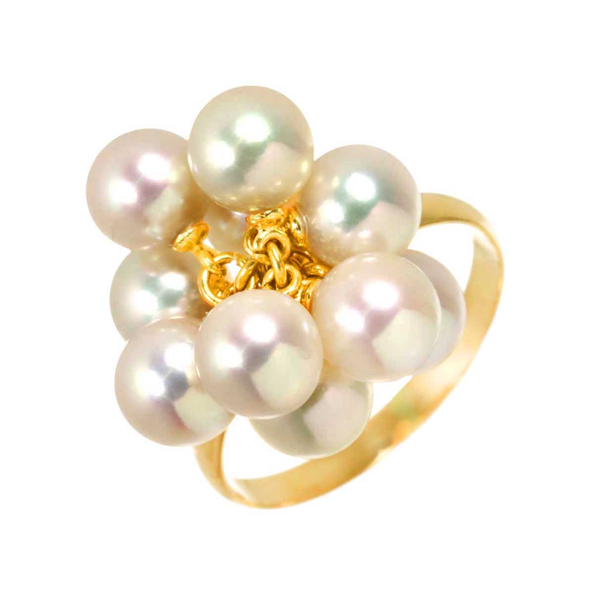 Akoya Pearl 6.1mm-5.9mm Ring 18K K18 YG 750 6.25-6.5(US)