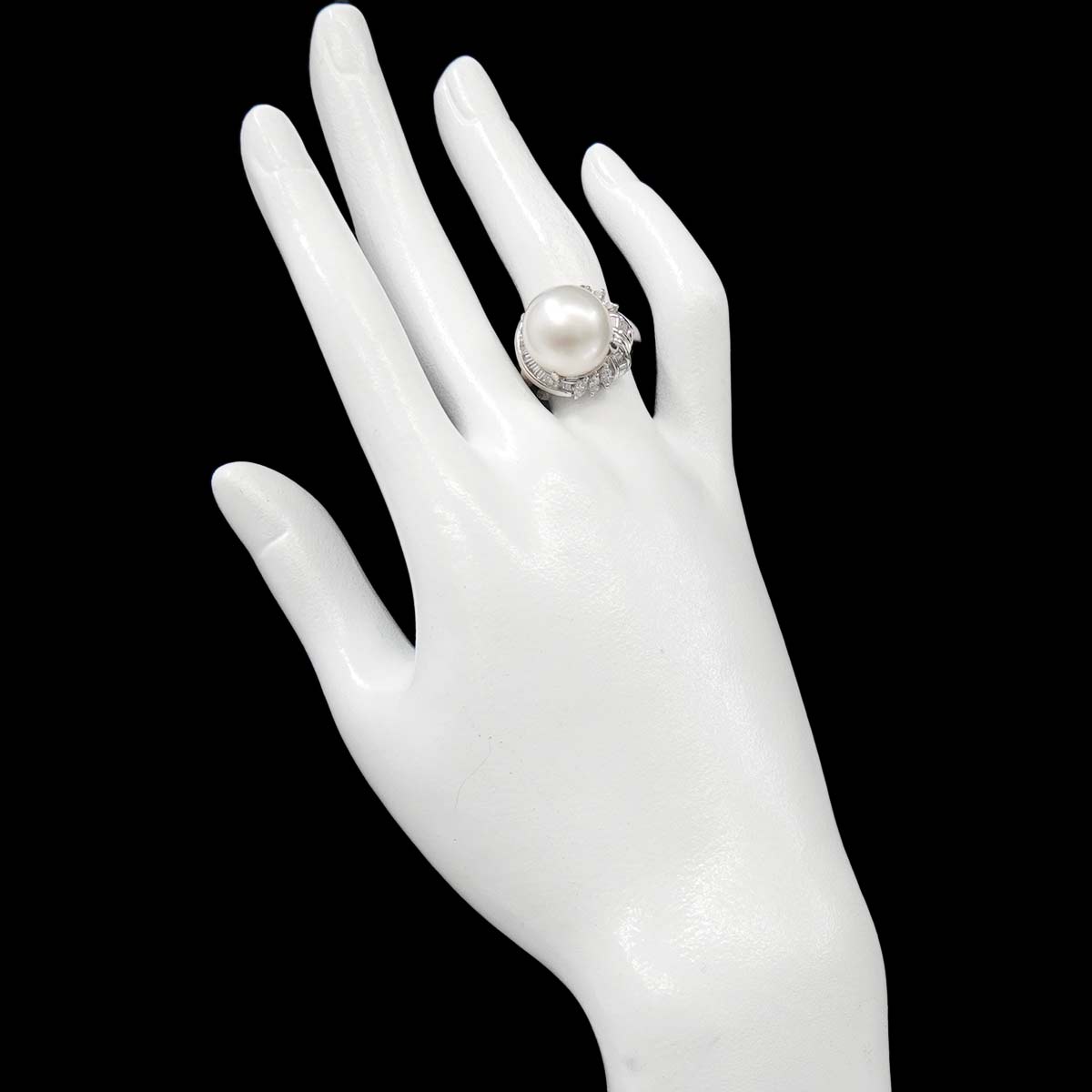 South Sea pearl 13.7mm Diamond Ring Pt Platinum Size6.75-7.25(US)