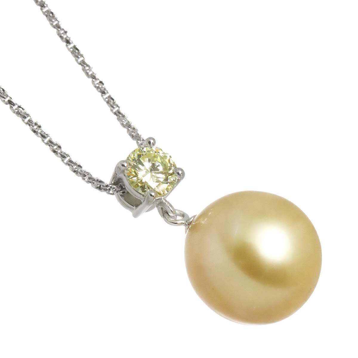 South Sea pearl 10.9mm Diamond 0.315ct Pearl Necklace 18K K18 WG 750