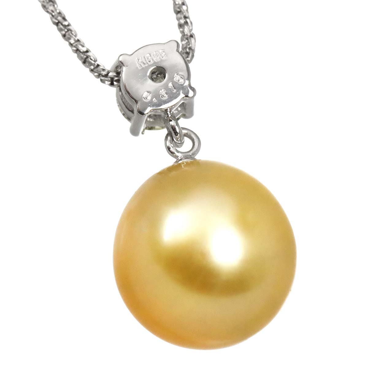 South Sea pearl 10.9mm Diamond 0.315ct Pearl Necklace 18K K18 WG 750