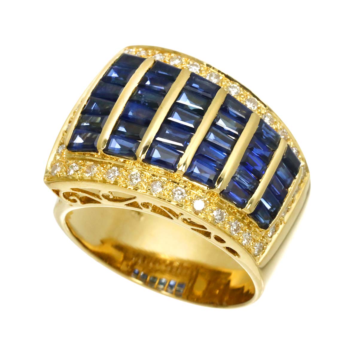 Sapphire 3.23ct Diamond 0.40ct Ring 18K YG Yellow Gold size7.75-8(US)