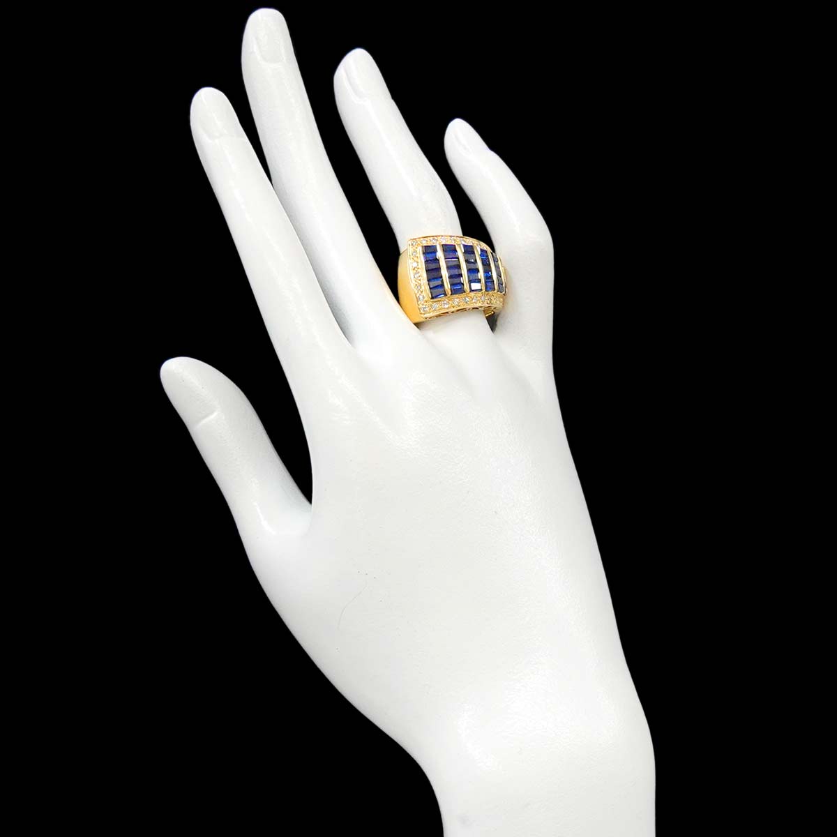 Sapphire 3.23ct Diamond 0.40ct Ring 18K YG Yellow Gold size7.75-8(US)