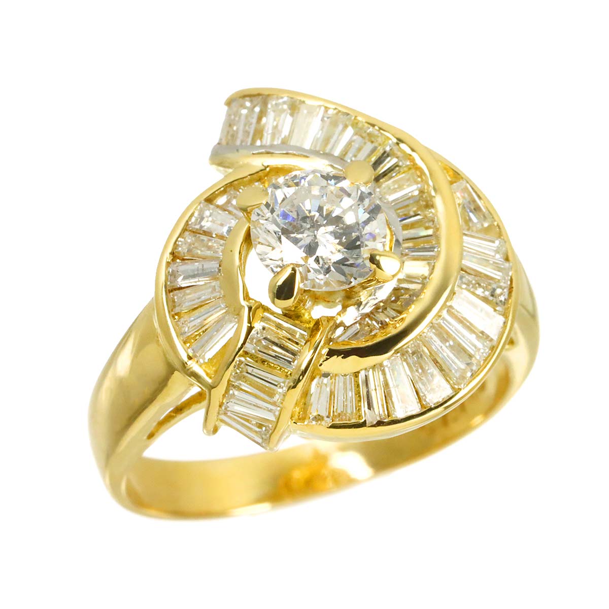 Diamond 0.757ct/1.31ct Ring 18K YG 750 Size6.5-6.75(US)