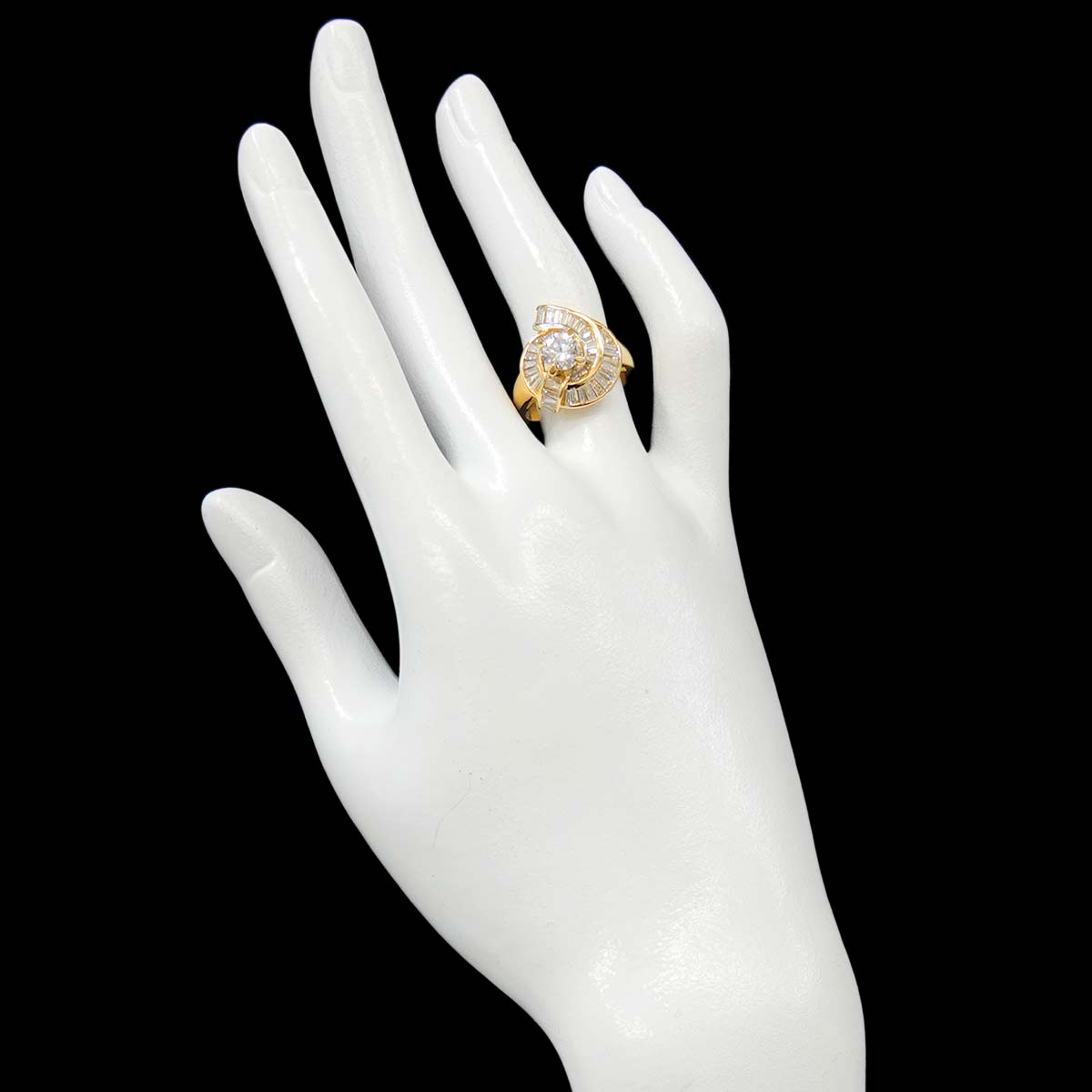 Diamond 0.757ct/1.31ct Ring 18K YG 750 Size6.5-6.75(US)