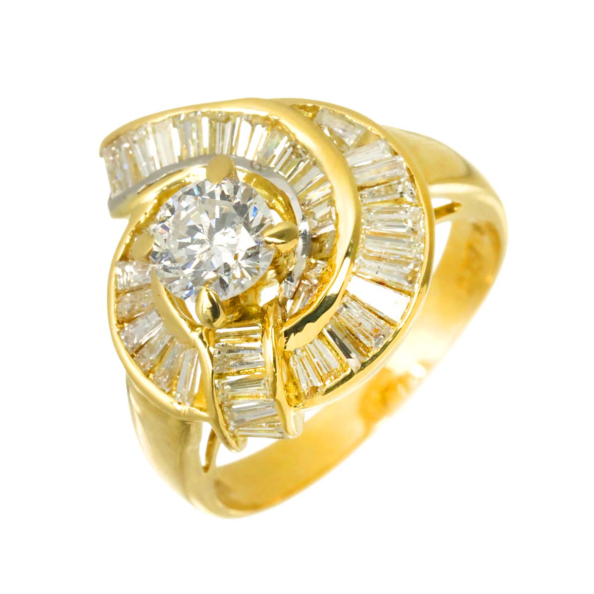 Diamond 0.757ct/1.31ct Ring 18K YG 750 Size6.5-6.75(US)