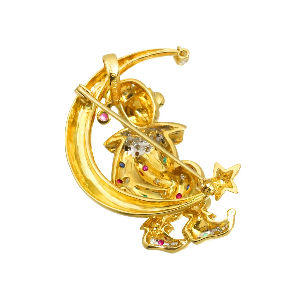 Multi StoneDiamond 0.06ct Brooch Pendant 18K YG 750