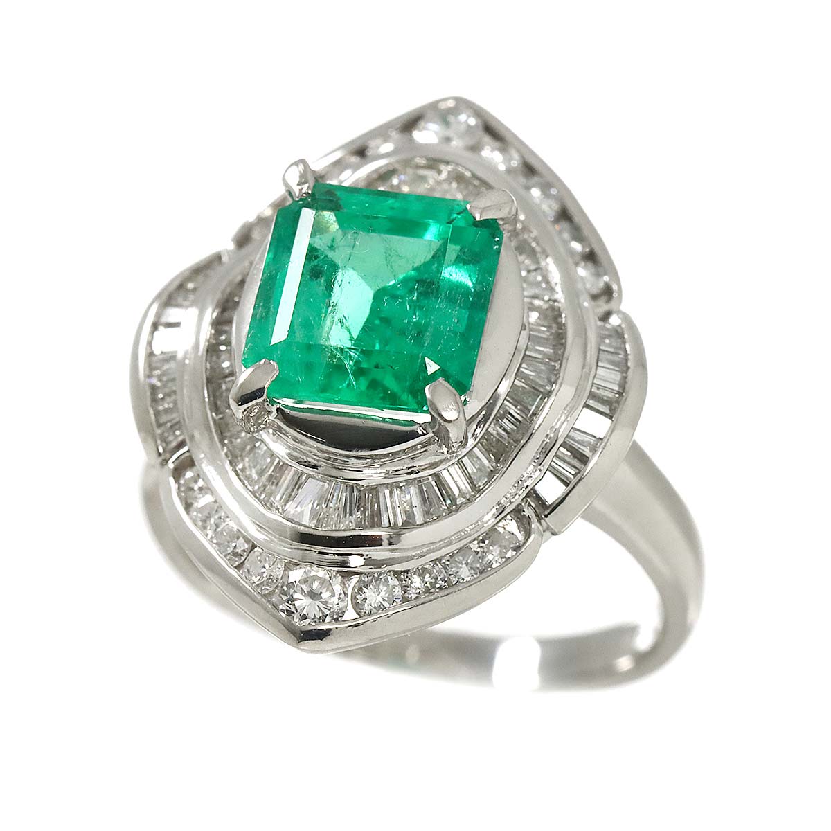 Emerald 1.94ct Diamond 0.93ct Ring Pt Platinum size4.75-5(US)