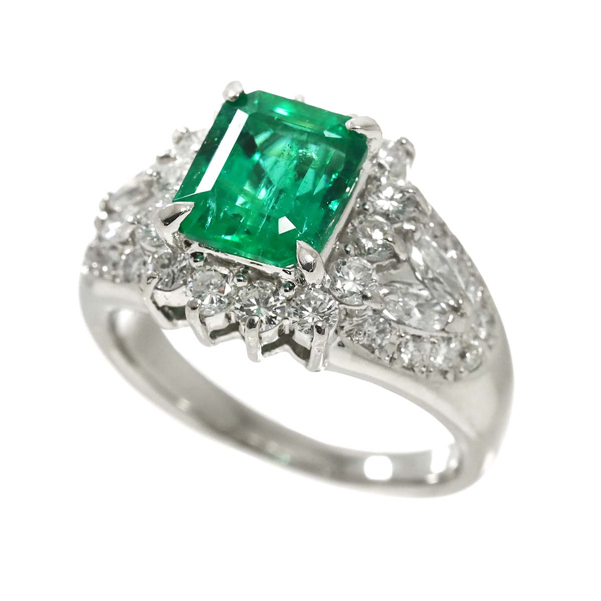 Emerald 2.22ct Diamond 1.20ct Ring Pt Platinum size6-6.25(US)