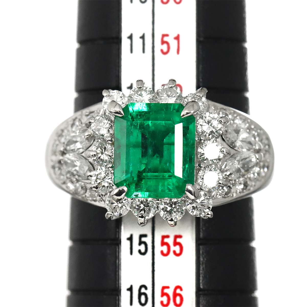 Emerald 2.22ct Diamond 1.20ct Ring Pt Platinum size6-6.25(US)