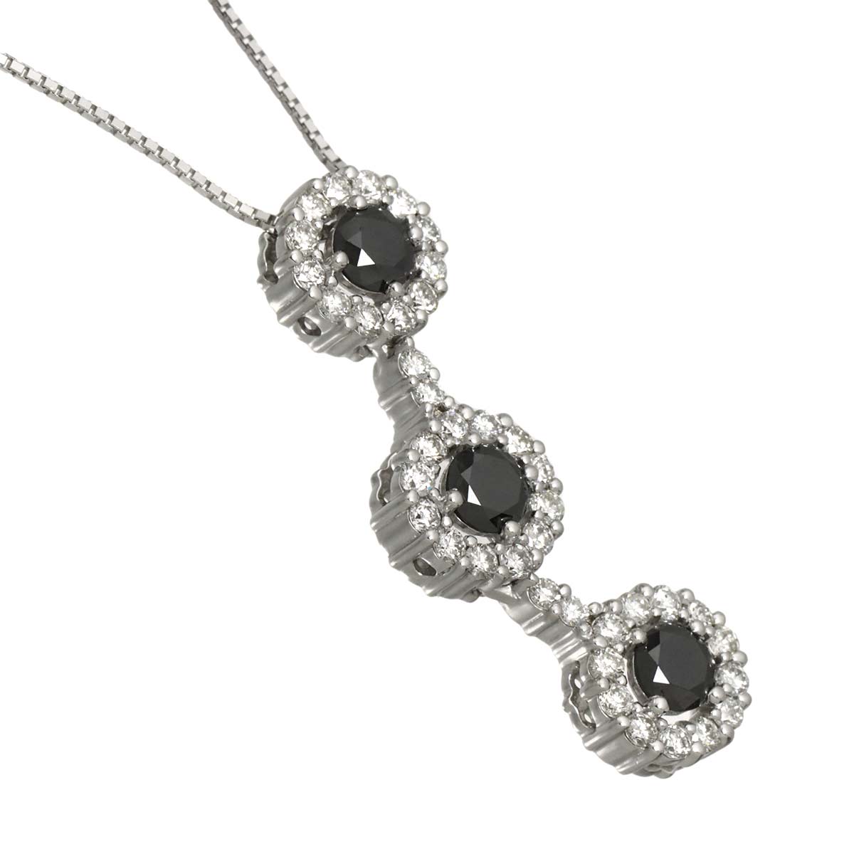 Black Diamond 0.96ct Diamond 0.75ct Necklace 18K WG White Gold 750
