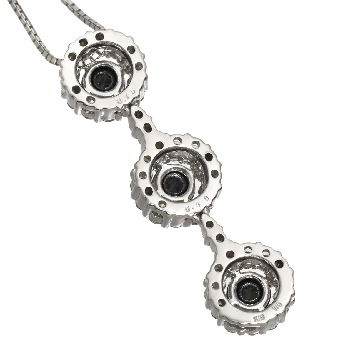 Black Diamond 0.96ct Diamond 0.75ct Necklace 18K WG White Gold 750