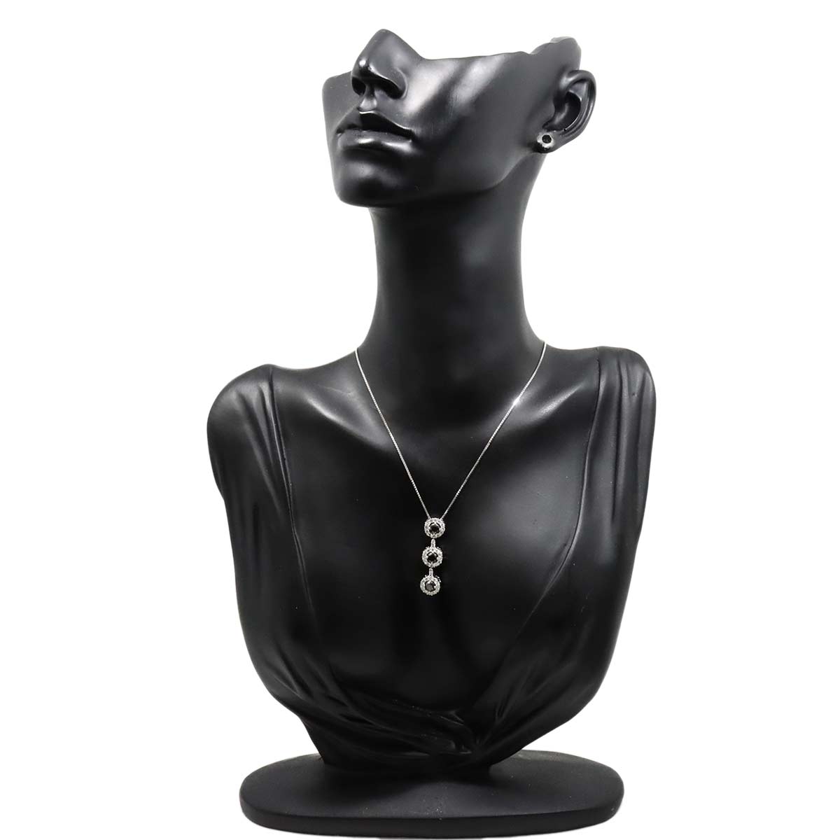 Black Diamond 0.96ct Diamond 0.75ct Necklace 18K WG White Gold 750