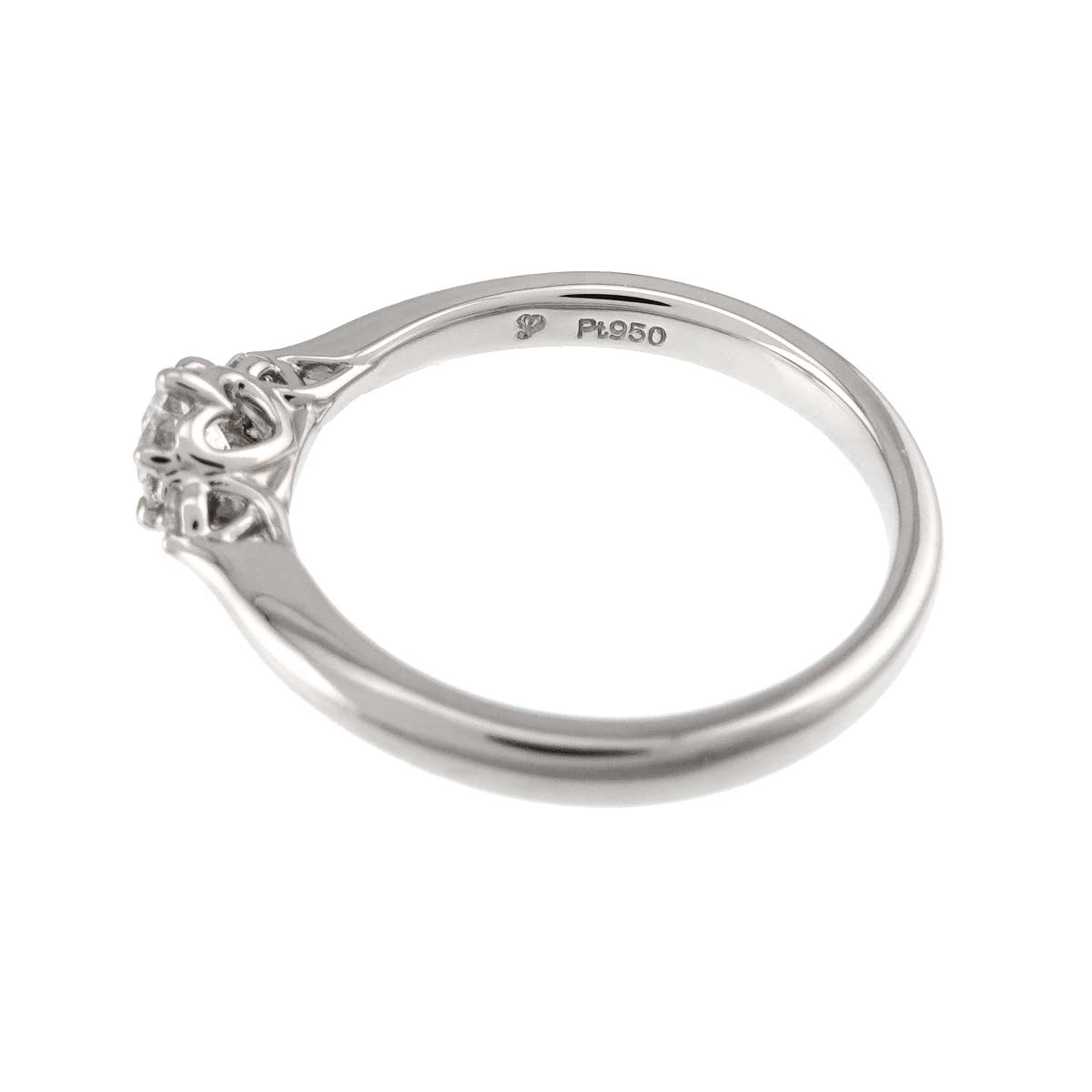Diamond 0.253ct F/VS2/3EX 0.03ct Ring Pt size5.5-5.75(US)