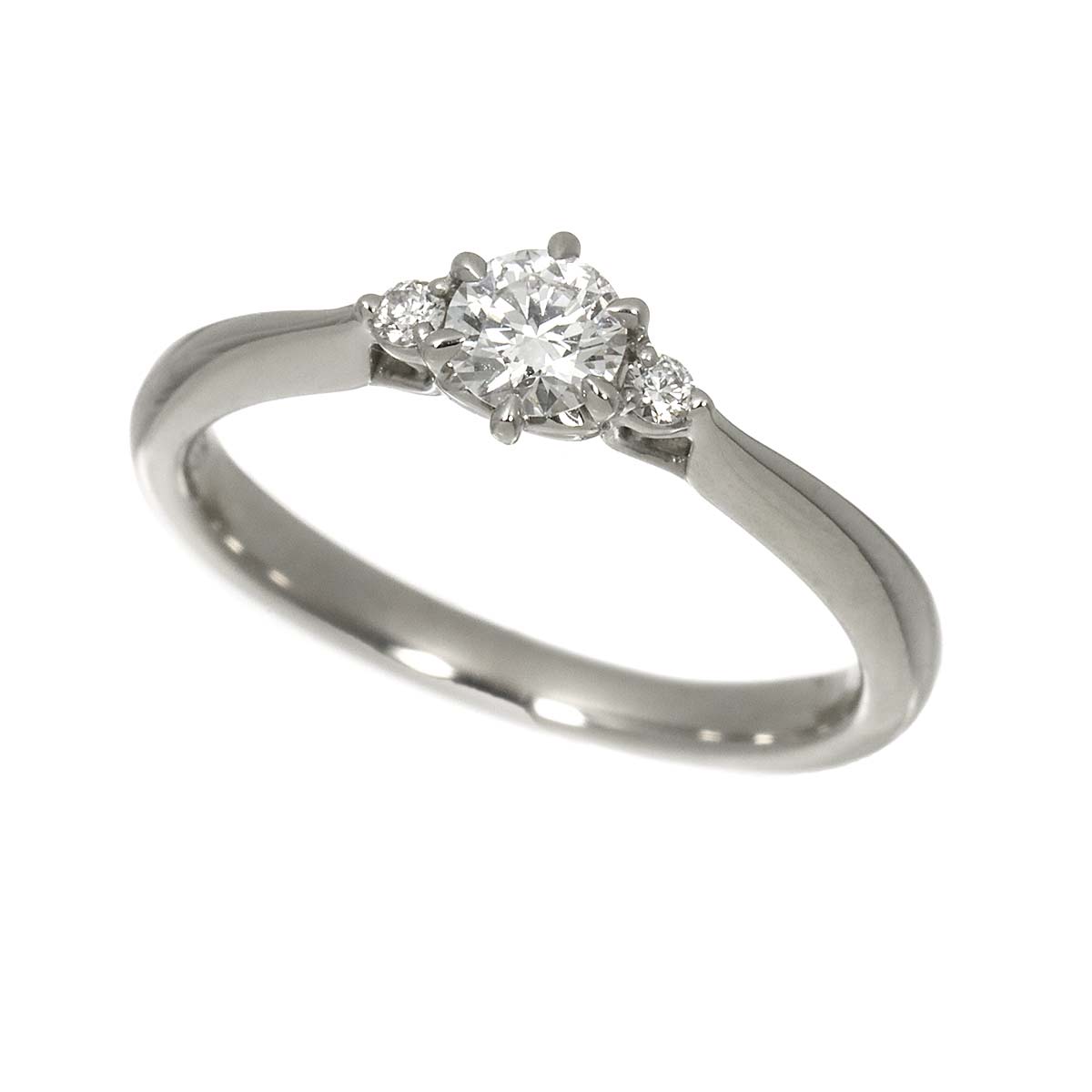Diamond 0.253ct F/VS2/3EX 0.03ct Ring Pt size5.5-5.75(US)