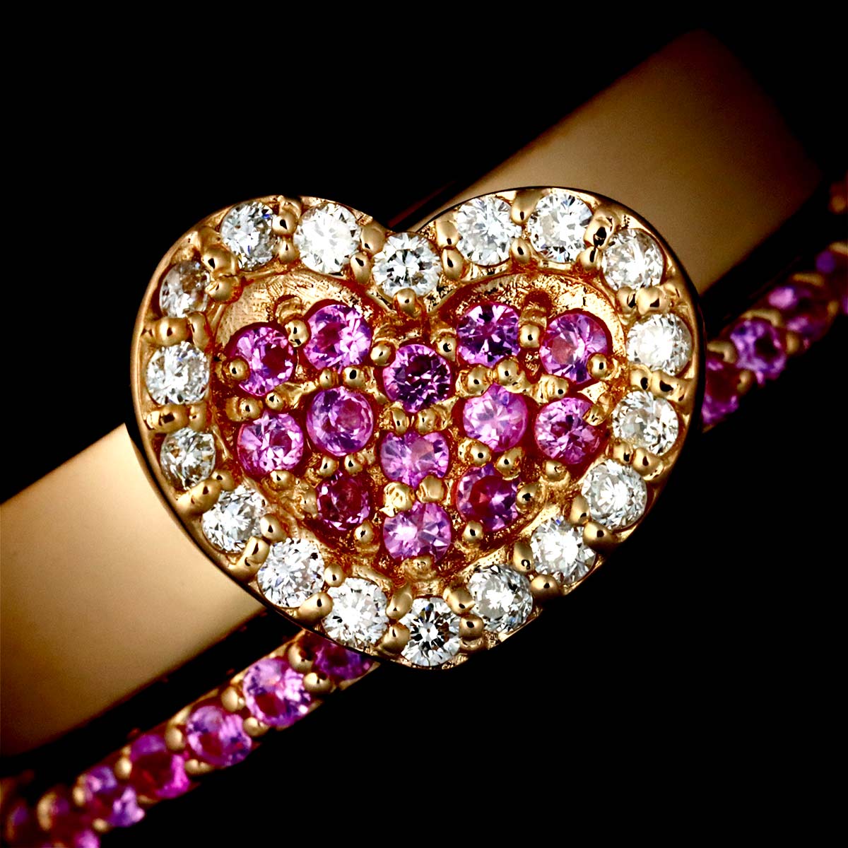 Sapphire 0.36ct Diamond 0.15ct Heart Ring 18K PG Size6 US