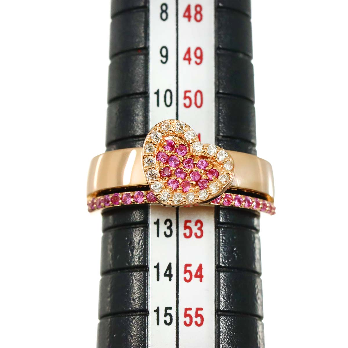 Sapphire 0.36ct Diamond 0.15ct Heart Ring 18K PG Size6 US