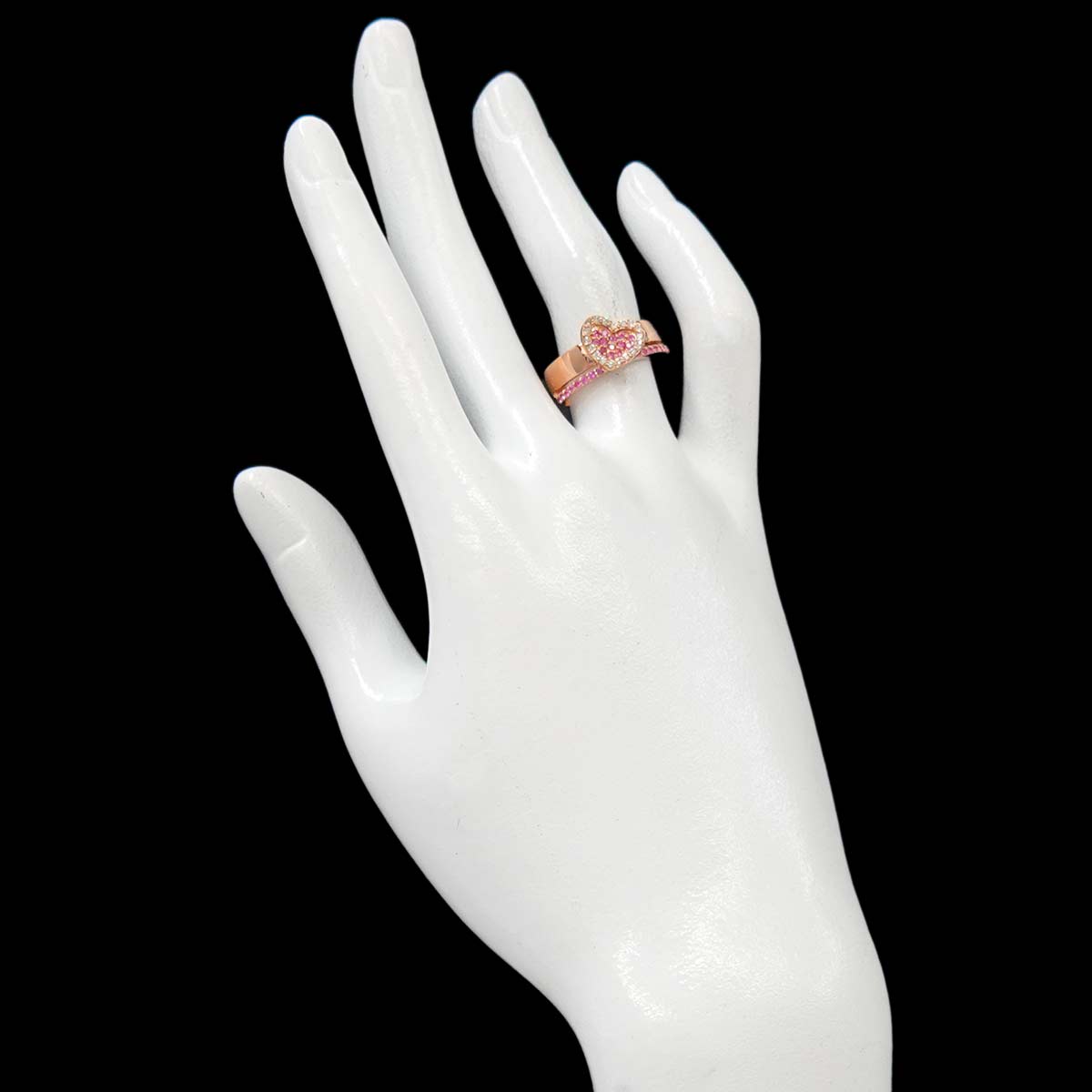 Sapphire 0.36ct Diamond 0.15ct Heart Ring 18K PG Size6 US