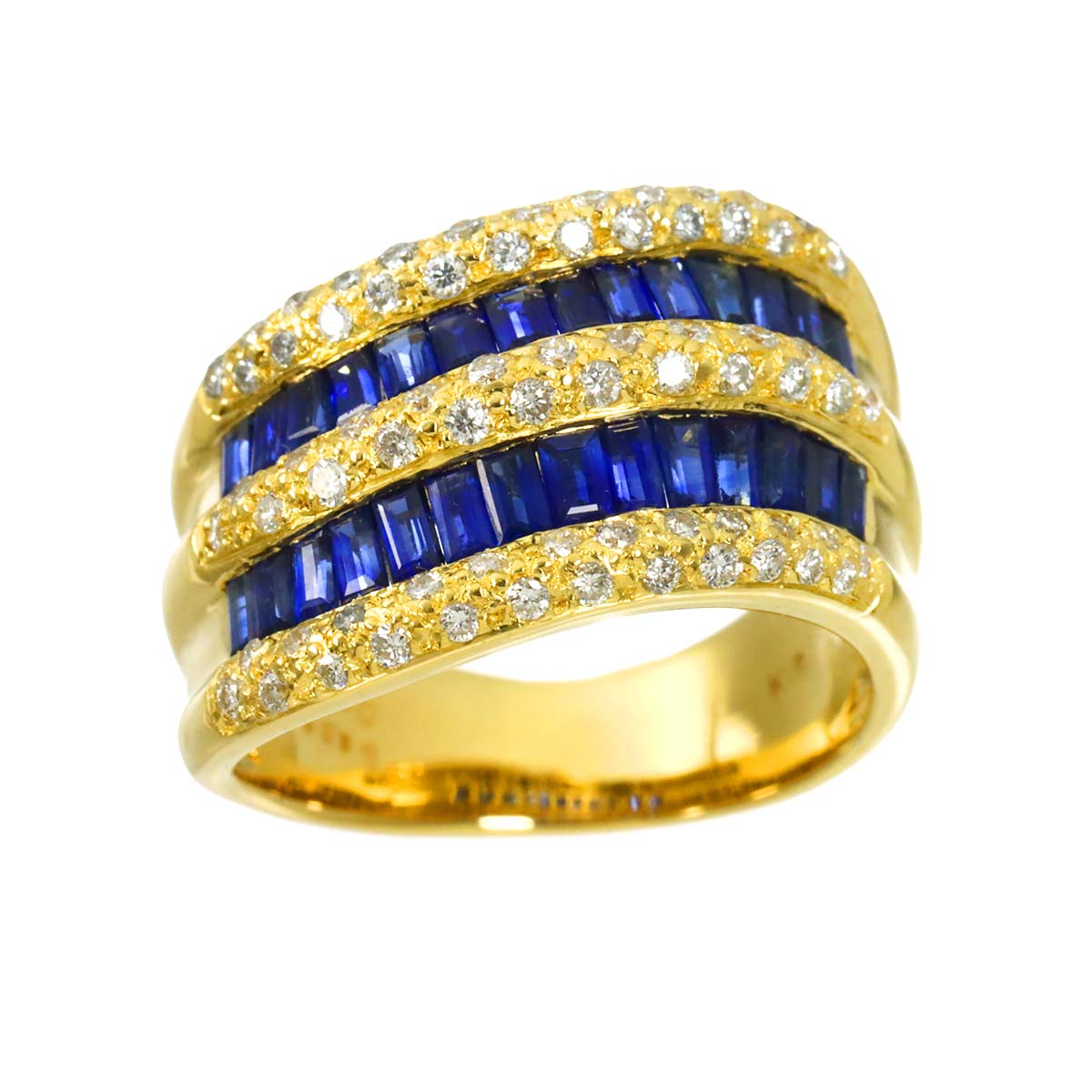 Sapphire 1.35ct Diamond 0.40ct Ring 18K YG Yellow Gold size4.5-4.75(US)