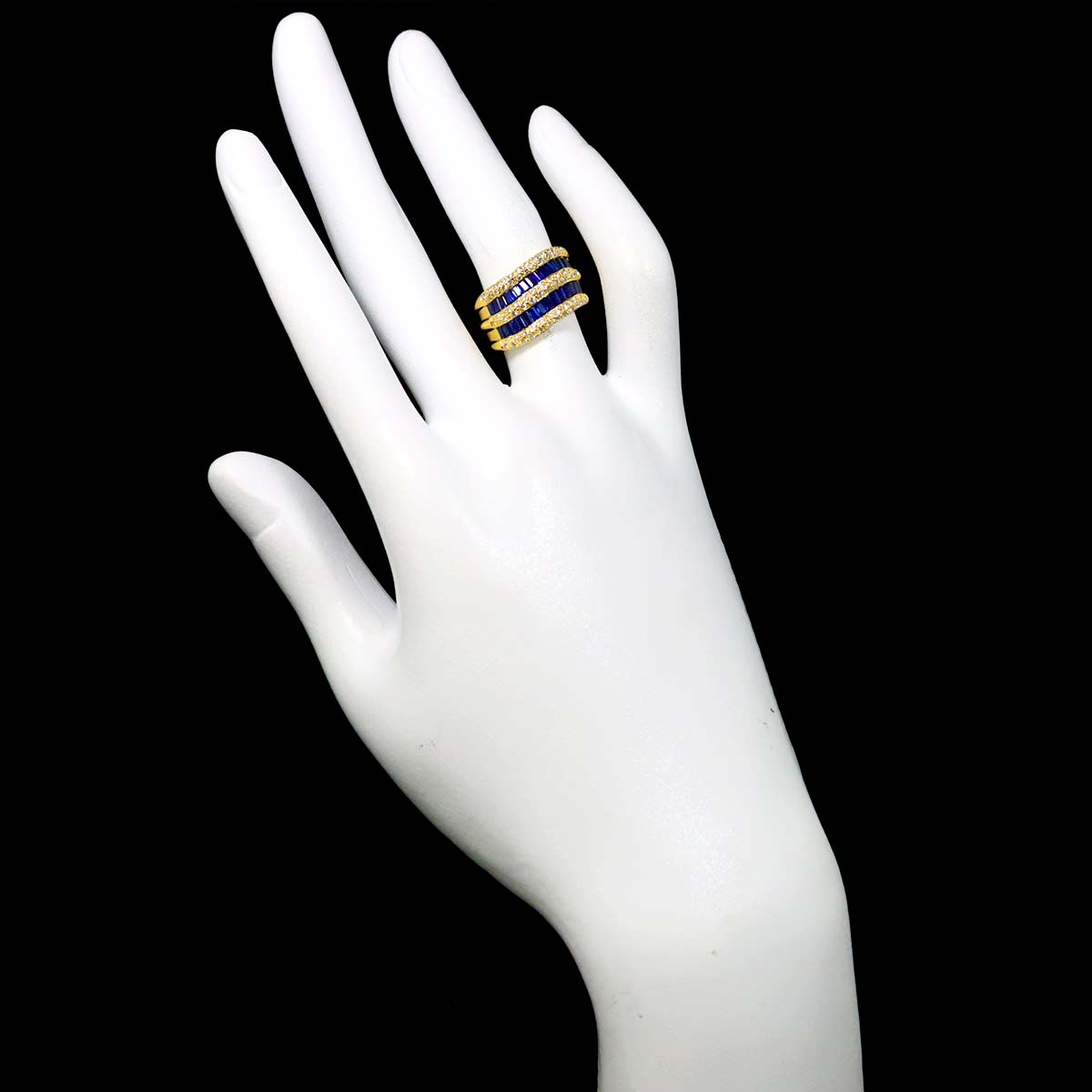 Sapphire 1.35ct Diamond 0.40ct Ring 18K YG Yellow Gold size4.5-4.75(US)