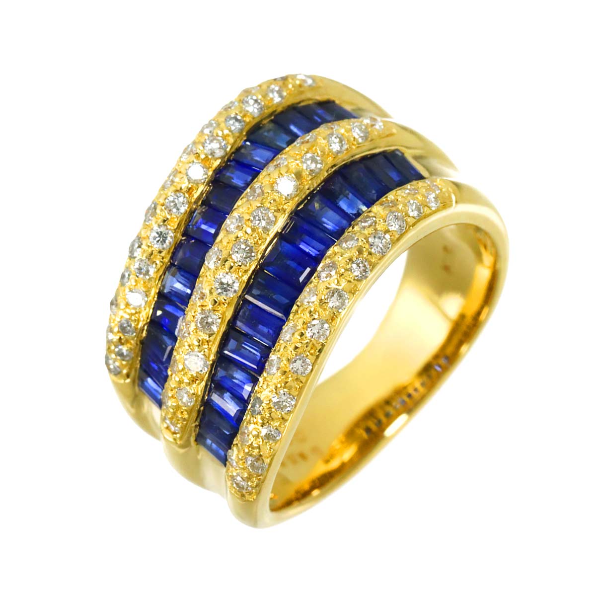 Sapphire 1.35ct Diamond 0.40ct Ring 18K YG Yellow Gold size4.5-4.75(US)