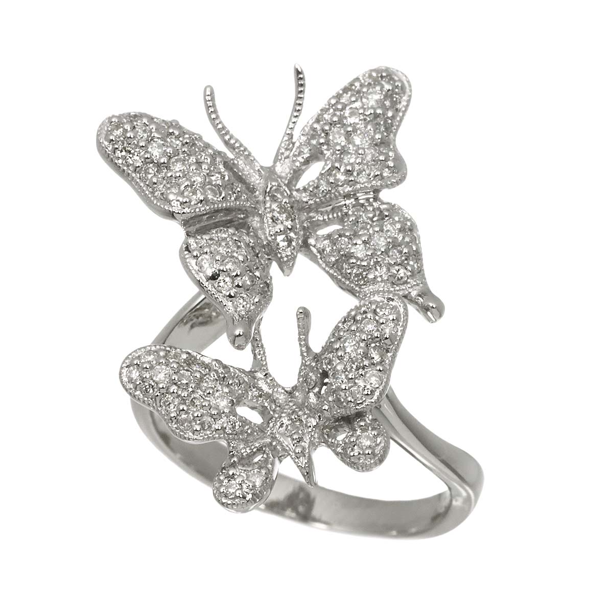 Diamond 0.63ct Ring 18K K18 WG White Gold size6(US)