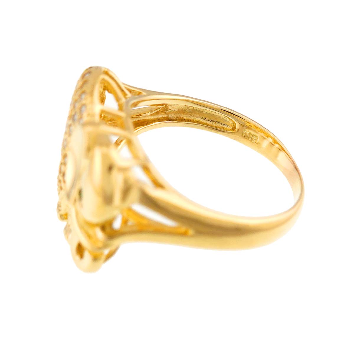 Diamond 0.30ct Emerald Ring 18K YG 750 size6.75((US)