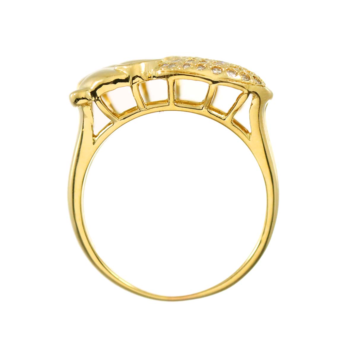 Diamond 0.30ct Emerald Ring 18K YG 750 size6.75((US)
