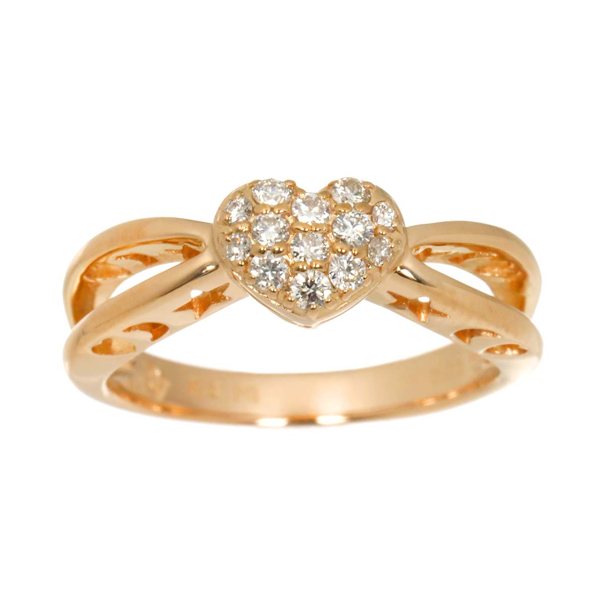 Diamond 0.20ct Heart Ring 18K PG 750 Size6(US)