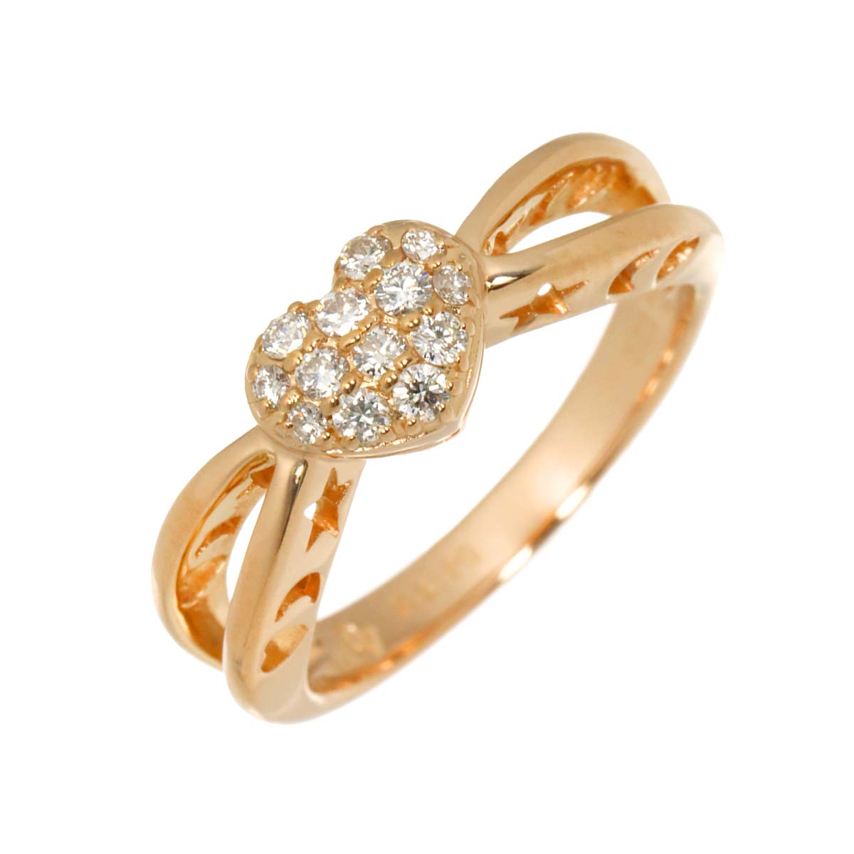 Diamond 0.20ct Heart Ring 18K PG 750 Size6(US)