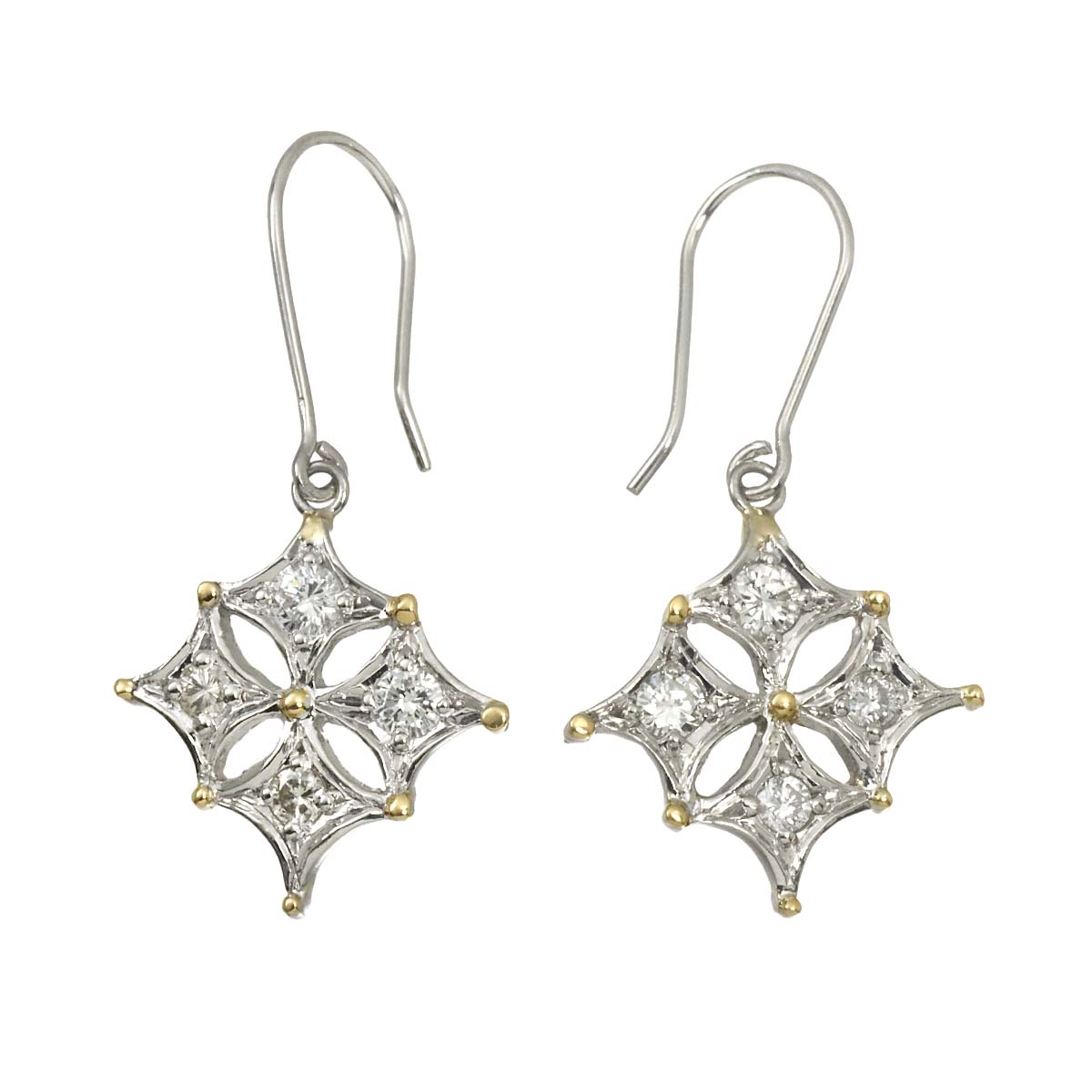 Diamond Earrings Pierced Pt 18K YG Yellow Gold 750 Platinum