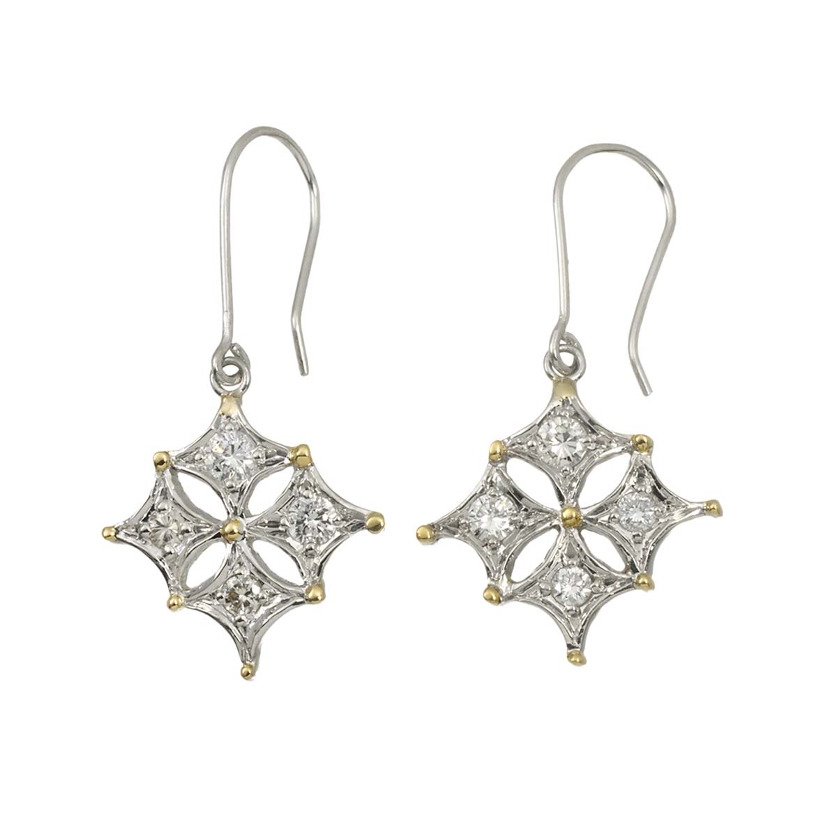 Diamond Earrings Pierced Pt 18K YG Yellow Gold 750 Platinum