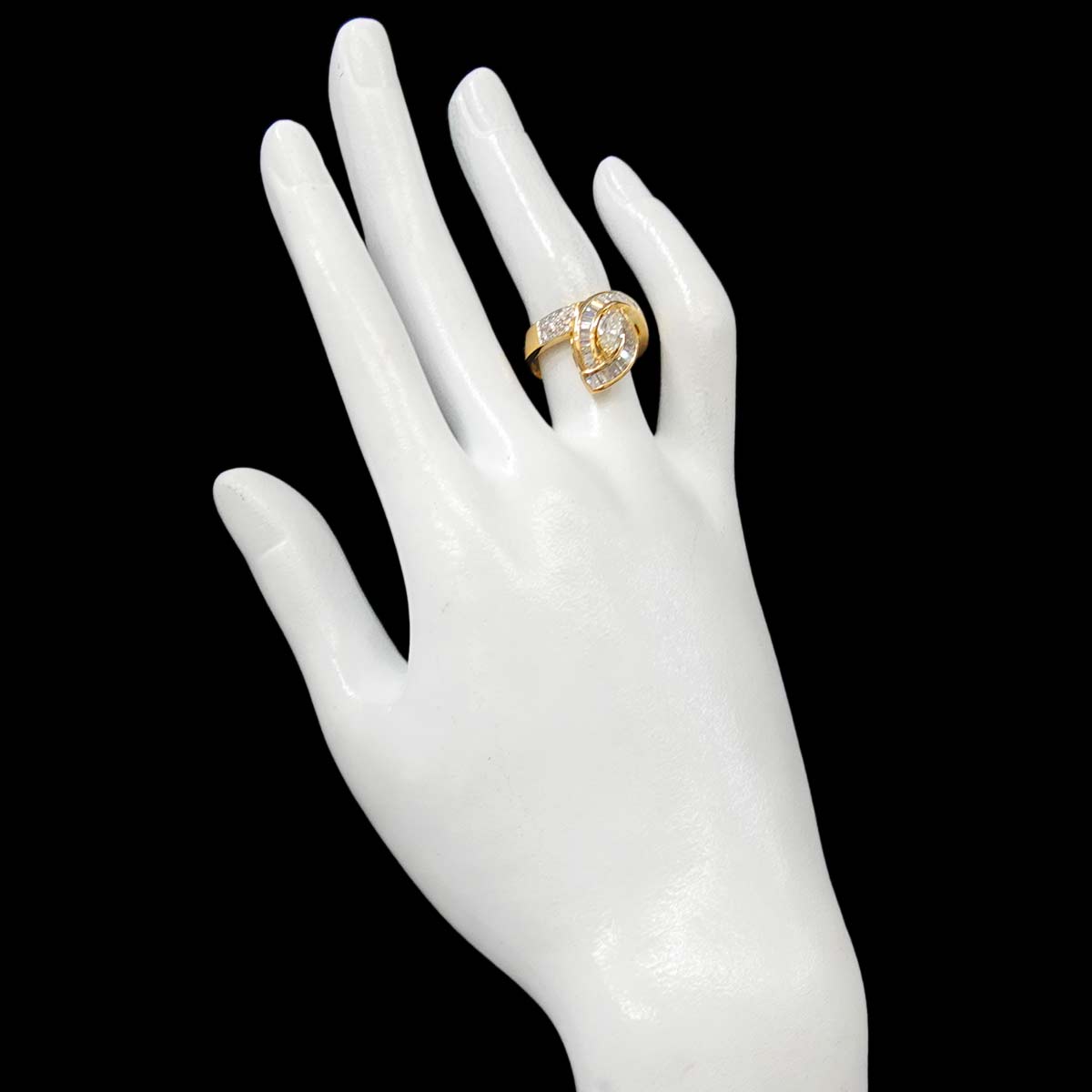 Diamond 0.81ct/0.50ct Ring 18K YG Yellow Gold 750 Size6-6.25(US)