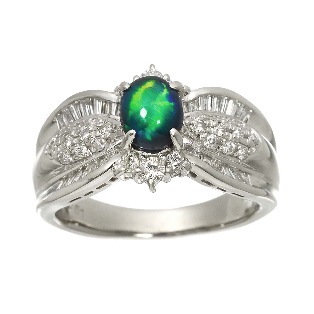 Opal 0.64ct Diamond 0.61ct Ring Pt Platinum size6.5-6.75(US)
