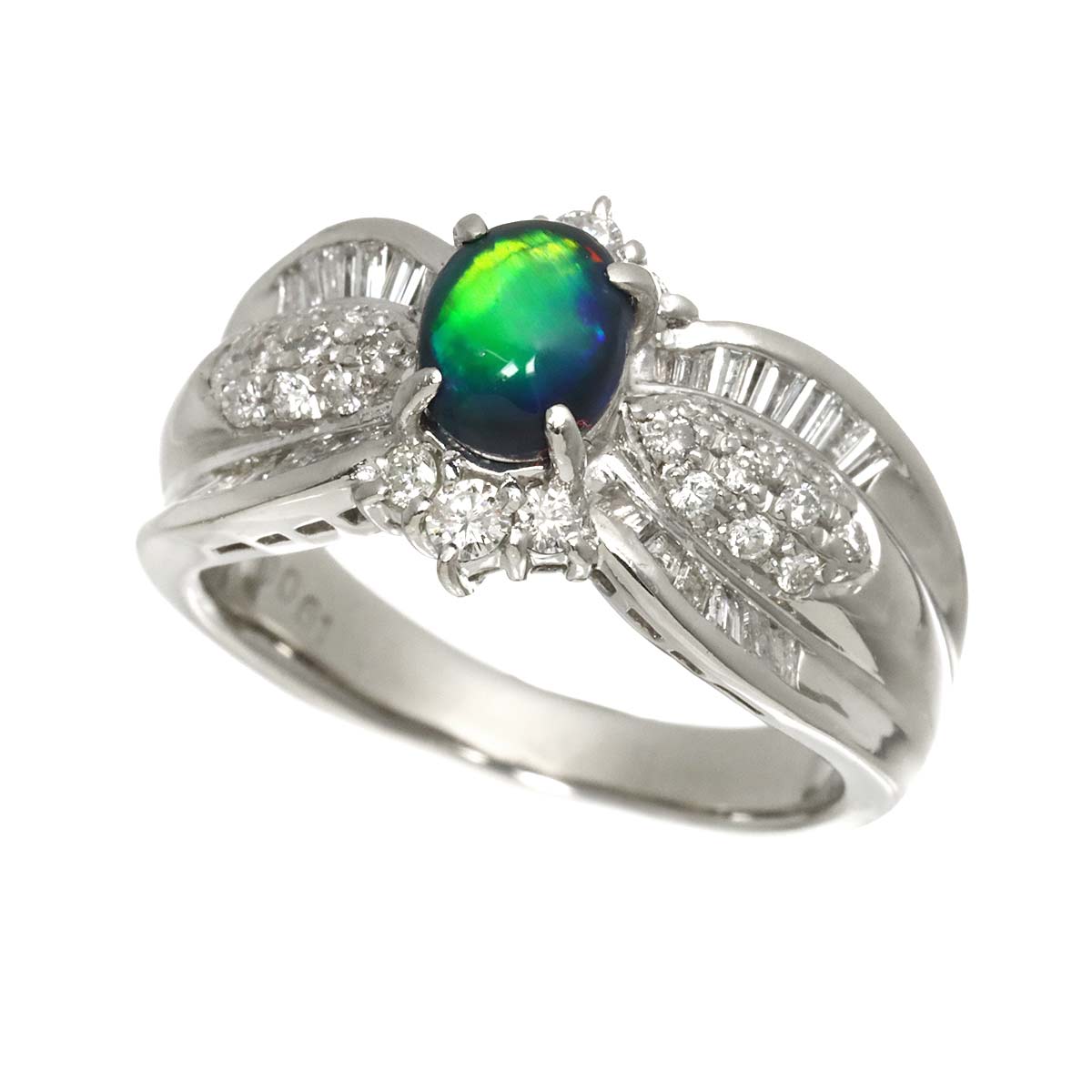 Opal 0.64ct Diamond 0.61ct Ring Pt Platinum size6.5-6.75(US)