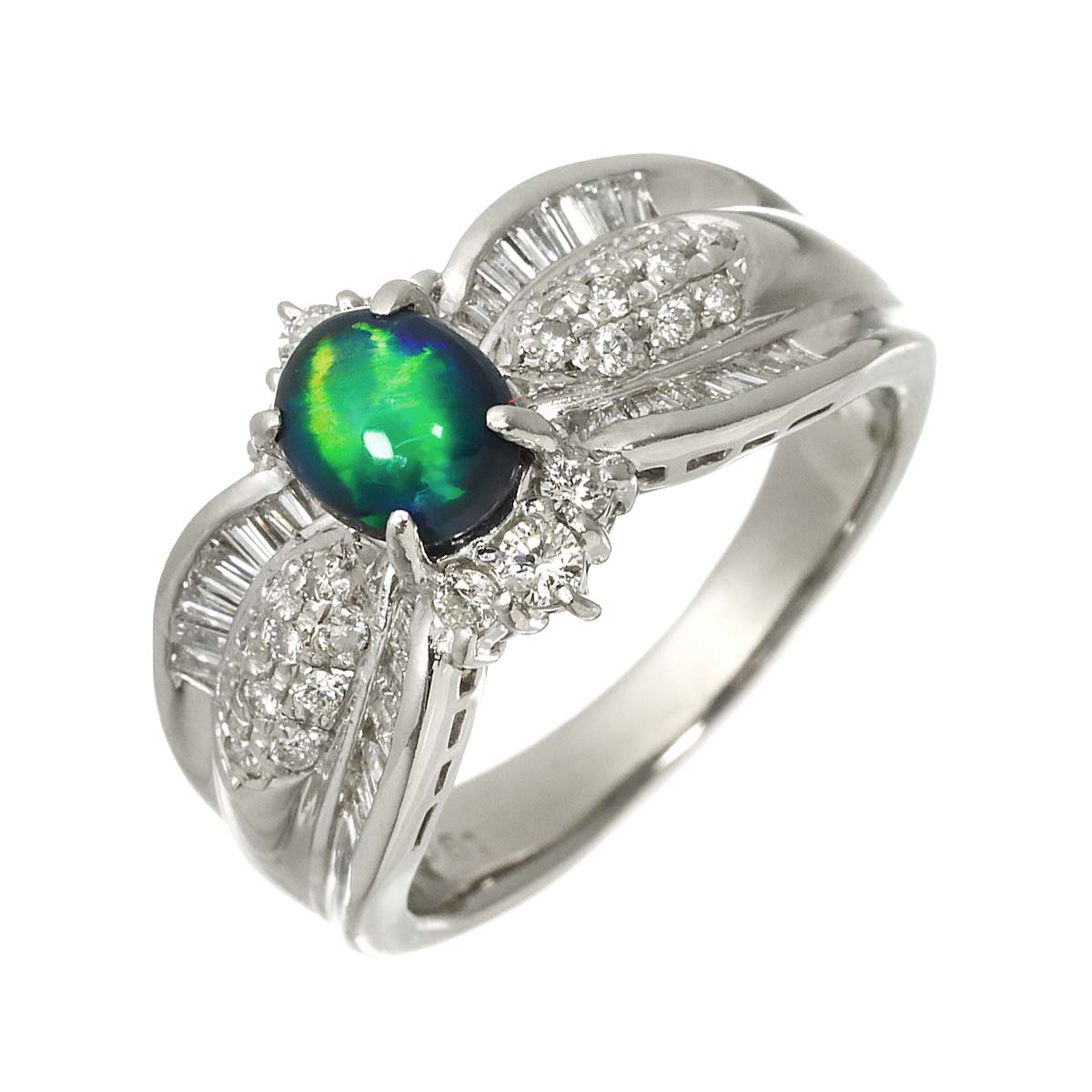 Opal 0.64ct Diamond 0.61ct Ring Pt Platinum size6.5-6.75(US)