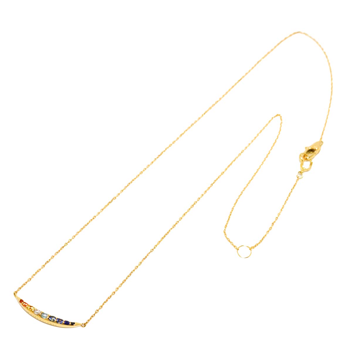 Diamond 0.03ct/0.04ct Sapphire 0.18ct Necklace 18K YG 750