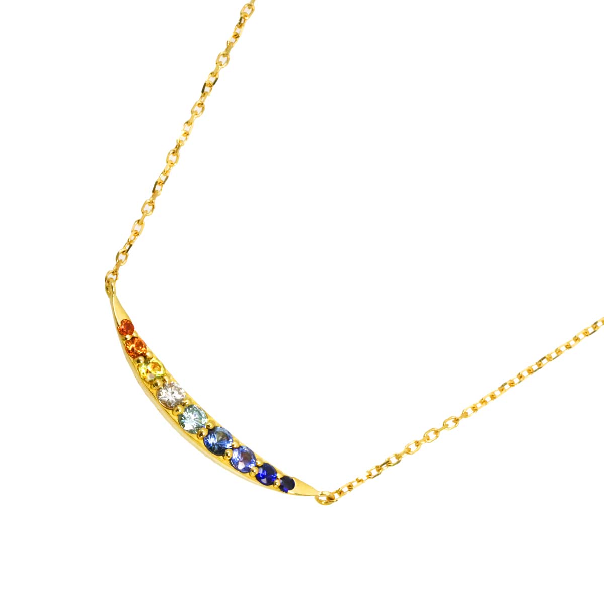 Diamond 0.03ct/0.04ct Sapphire 0.18ct Necklace 18K YG 750