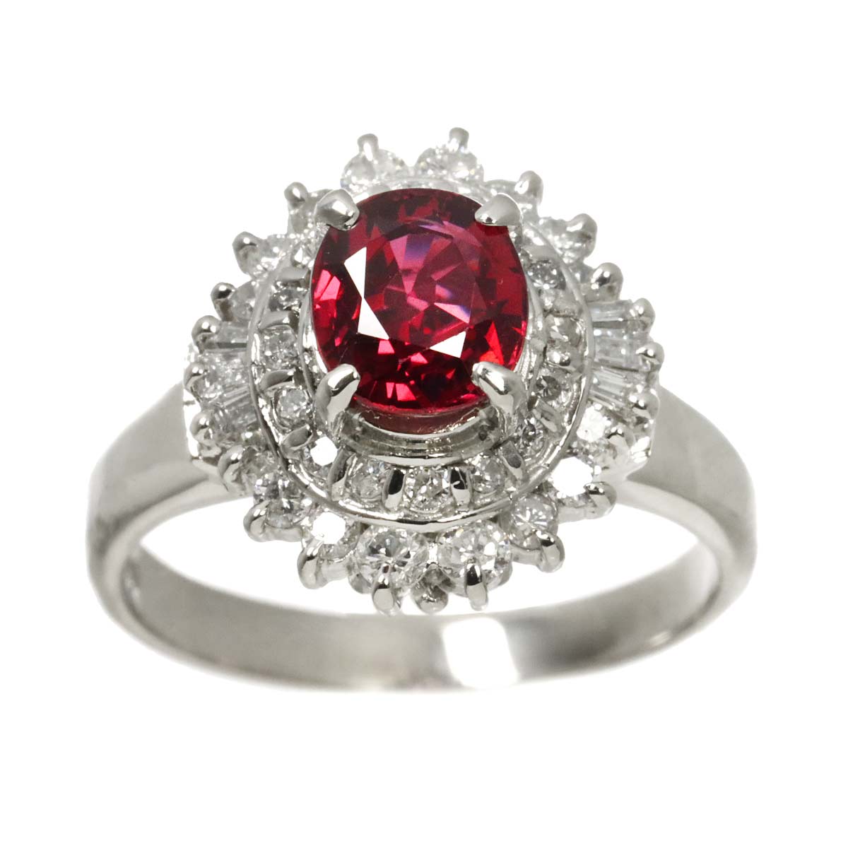 Ruby 1.25ct Diamond 0.52ct Ring Pt Platinum size5.5-5.75(US)